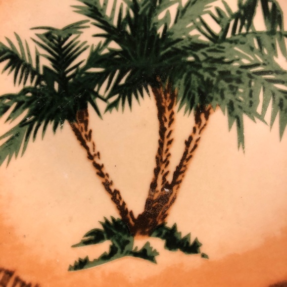 Pair of Tradewind Bay Decorative 8 1/4” Plates Palm Trees  Brown Woven Border - Picture 4 of 9